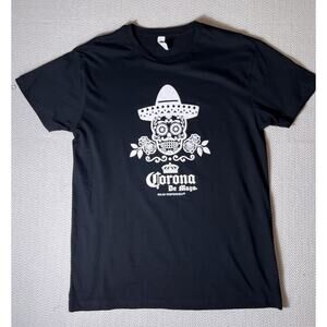 Corona Beer T Shirt Black Adult Large Cinco De Mayo Sugar Skull Tee 100% Cotton